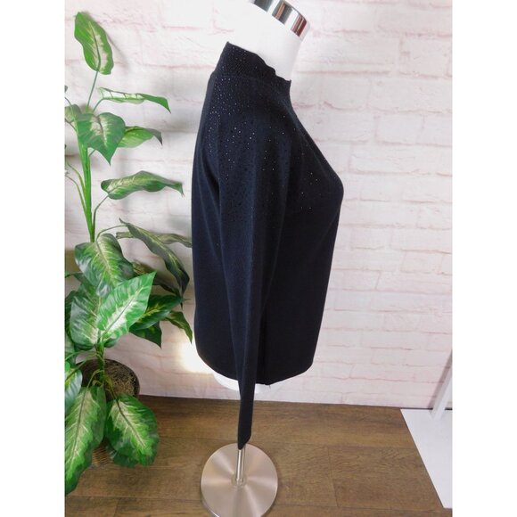 Cable Gauge S Black Keyhole Sparkle Sweater Top - Picture 7 of 10